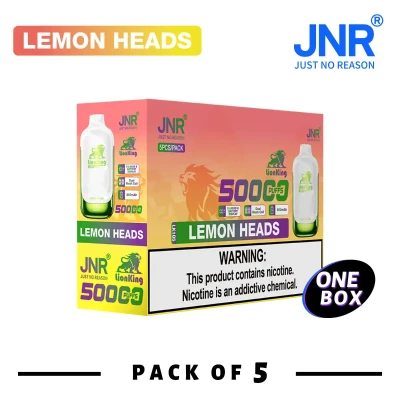 1 Box (5 pcs) Lemon Heads | JNR Lion King 50K Puffs Disposable Vape
